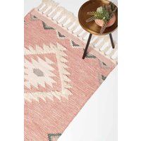 Handwoven Kilim Rug Runner Wool & Cotton in Traditional Pattern with Tassels