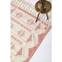 Handwoven Kilim Rug Runner Wool & Cotton in Traditional Pattern with Tassels