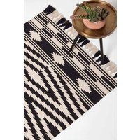 Handwoven Kilim Rug Runner Wool & Cotton in Traditional Pattern with Tassels