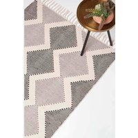 Handwoven Textured Rugs with Tassels 100% Cotton Geometric Pattern Rugs