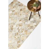 Handwoven Non-Slip Geometric Recycled Leather Rug for Living Room & Bedroom