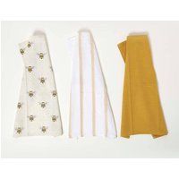 Cotton Pack of 3 Tea Towels Kitchen Linen Cleaning Cloths Check Stripe Plain