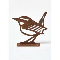 Garden Rusty Metal Bird Ornaments Fence Topper Tree Trunk Railing Patio Decor