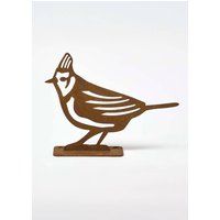 Garden Rusty Metal Bird Ornaments Fence Topper Tree Trunk Railing Patio Decor