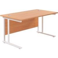 TC Group Aztec Twin Upright Rectangular Office Desk Beech/White 1400mm x 600mm (757TT)