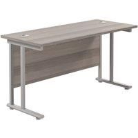 TC Group Aztec Twin Upright Rectangular Office Desk Grey Oak/Silver 1400mm x 600mm (968TT)
