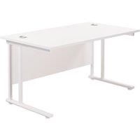 TC Group Aztec Twin Upright Rectangular Office Desk White/White 1400mm x 800mm (800TT)