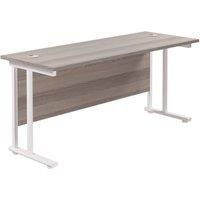 TC Group Aztec Twin Upright Rectangular Office Desk Grey Oak/White 1600mm x 600mm (865TT)
