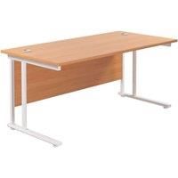 TC Group Aztec Twin Upright Rectangular Office Desk Beech/White 1600mm x 800mm (970TT)