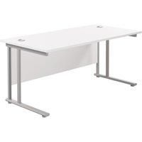 TC Group Aztec Twin Upright Rectangular Office Desk White/Silver 1600mm x 800mm (163TT)