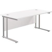 TC Group Aztec Twin Upright Rectangular Office Desk White/Silver 1800mm x 800mm (322TT)