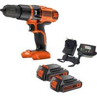 Black and Decker BDCH188 18v Cordless Combi Drill 2 x 1.5ah Liion Charger No Case
