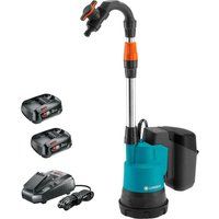 Gardena 2000/2 P4A 18v Cordless Rainwater Submersible Water Butt Tank Pump 2 x 2.5ah Li-ion Charger