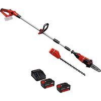 Einhell GEHC 18 Li T 18v Cordless Telescopic Pole Pruner and Hedge Trimmer 2 x 4ah Liion Charger