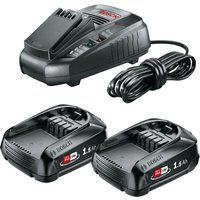 Bosch Genuine GREEN 18v Cordless Li-ion Twin Battery 1.5ah and 3A Fast Charger 1.5ah