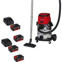 Einhell TE-VC 36/25 Li S 36v Cordless Stainless Steel Wet and Dry Vacuum Cleaner 25L 4 x 4ah Li-ion Charger