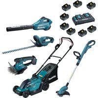 Makita 18v LXT Cordless Complete Garden Set 8 x 5ah Li-ion Twin Battery Charger