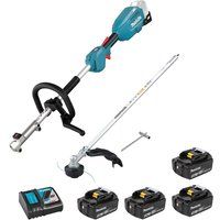 Makita 18v LXT Cordless Split Shaft Garden Multi Tool Kit 4 x 5ah Li-ion Twin Battery Charger