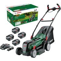 Bosch UNIVERSALROTAK 2X18V-37-550 36v Cordless Rotary Lawnmower 370mm 4 x 4ah Li-ion Charger