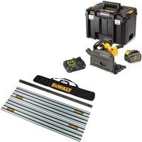 DeWalt DCS520 54v XR Cordless FlexVolt Plunge Saw and Guide Rails Kit 2 x 6ah Li-ion Charger Case