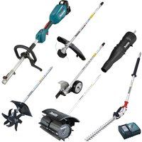 Makita DUX18 18v LXT Cordless Brushless Split Shaft Garden Multi Tool Set 1 x 5ah Li-ion Charger