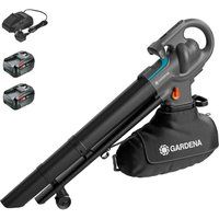 Gardena POWERJETCOLLECT P4A 18v Cordless Garden Leaf Blower and Vacuum 2 x 6ah Li-ion Charger