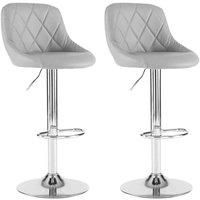 Neo 2X Madrid Chrome Gas Lift Swivel Faux Leather Kitchen Gas Height Adjustable Breakfast Bar Stools Barstools Seats Chairs (Grey)