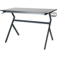 Neo Direct Grey Neo Ergonomic Gaming Desk with Headphone Hook Cup Holder & Cable Management