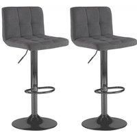 2x Matt Matte Black Gas Lift Swivel Fabric Kitchen Breakfast Bar Stools