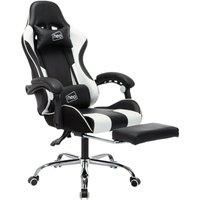Neo Direct White Leather Gaming Racing Recliner Chair With Footrest