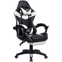 Neo Racing Computer Gaming Office Chair With Footrest - White