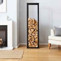 Neo Firewood Log Rack Tall Black Storage Holder Sturdy Metal Steel Modern 1.5M