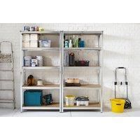 2 Pack Galvanised Heavy Duty 5-Tier Shelving Units - 3 Colours - Black