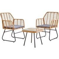 Neo Grey 3 Piece Bamboo Style Garden Table & Chairs Bistro Set