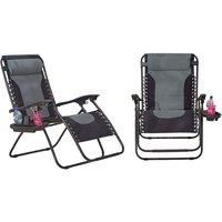 Neo Pair of Outdoor Portable Zero Gravity XL Sun Lounger Sunbed Folding Chair