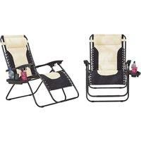 Neo Pair of Outdoor Portable Zero Gravity XL Sun Lounger Sunbed Folding Chair