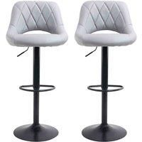 Set of 2 Grey Faux Leather Barstools, 107x41x47cm, Metal Base