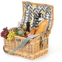 LIVIVO 4 PERSON TRADITIONAL PICNIC WICKER HAMPER WILLOW BASKET w COOLER BAG