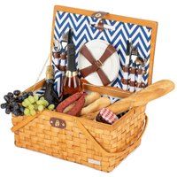 4 Person Picnic Hamper Traditional Woven Wicker Willow Party Basket Luxury Camp