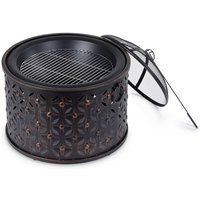 2in1 Fire Pit Outdoor BBQ Firepit Brazier Garden Stove Patio Heater Grill Wood