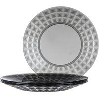 LIVIVO Prism Diamond Etched Plastic Acrylic Plates for Special Occasions Dinners Parties Camping BBQ Reusable Ideal for hot and Cold Food Dishwasher Safe- Set of 4 (4pc Dinner Plates)