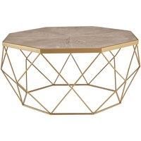 Round Coffee Table with Metal Leg Rustic Cocktail Tea Table for Living Room Gold