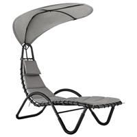 LIVIVO Bali Sun Lounger Relaxing Chair with Canopy Shade and Padded Cushions, Arm Rests, Made from powder coated steel frame perfect for Outdoor Garden, Balcony, Patio, Deck (Grey)