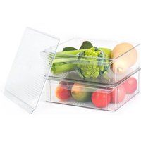 Refrigerator Storage Fridge Organiser Clear Bins - Set of 2 Fridge Storage Set