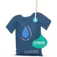 LIVIVO T-Shirt Shaped Hanging Dehumidifier Bags 200g – 2 Pack Reusable Silica Gel Moisture Absorbers with Colour Indicator - Damp Remover for Wardrobe, Home, Cupboards, Car & Caravan
