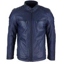 Mens Real Leather Jacket Tailored Fit Biker Zipped Smart Casual Retro Vintage
