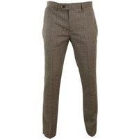 Paul Andrew Mens Trousers Tweed Check Vintage Retro Tailored Fit 1920s - Brown 44