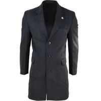 Mens 3/4 Long Overcoat Jacket Wool Feel Coat Blinders Slim Fit