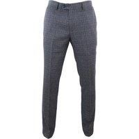 Paul Andrew Mens Tweed Check Vintage Retro Tailored Fit 1920s Trousers Blue - Navy-Blue 32