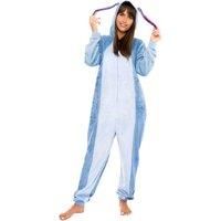 Disney Eeyore Sleepsuit Adults Womens M L XL XXL Pyjamas Hooded Blue Zip Up